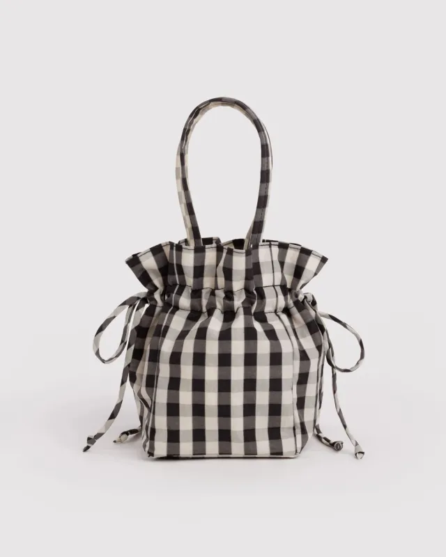 Baggu | Nylon Drawstring Bag -  Black and Cream Gingham made by Fort