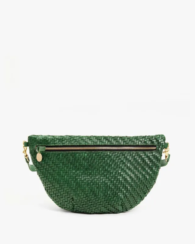 Clare V. | Grande Fanny - Evergreen Woven Zig-Zag made by Clare Vivier