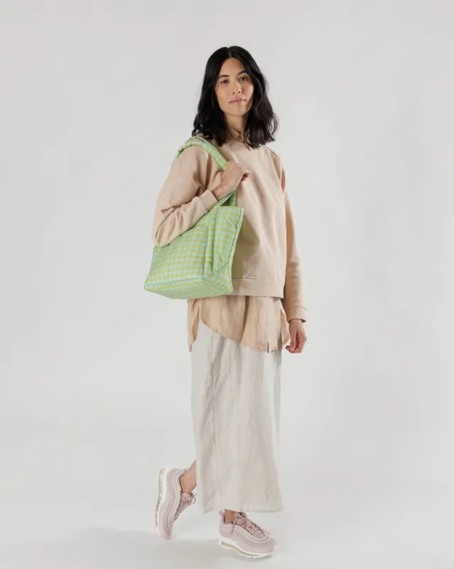 Baggu | Puffy Mini Tote - Mint Pixel Gingham sold by Fort