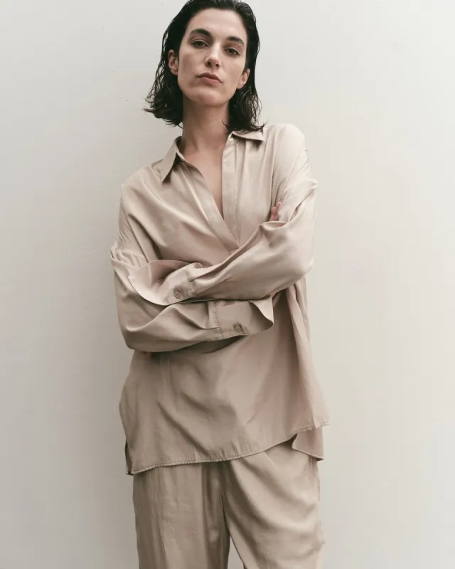 Mijeong Park | Open Collard Shirt - Beige sold by Fort