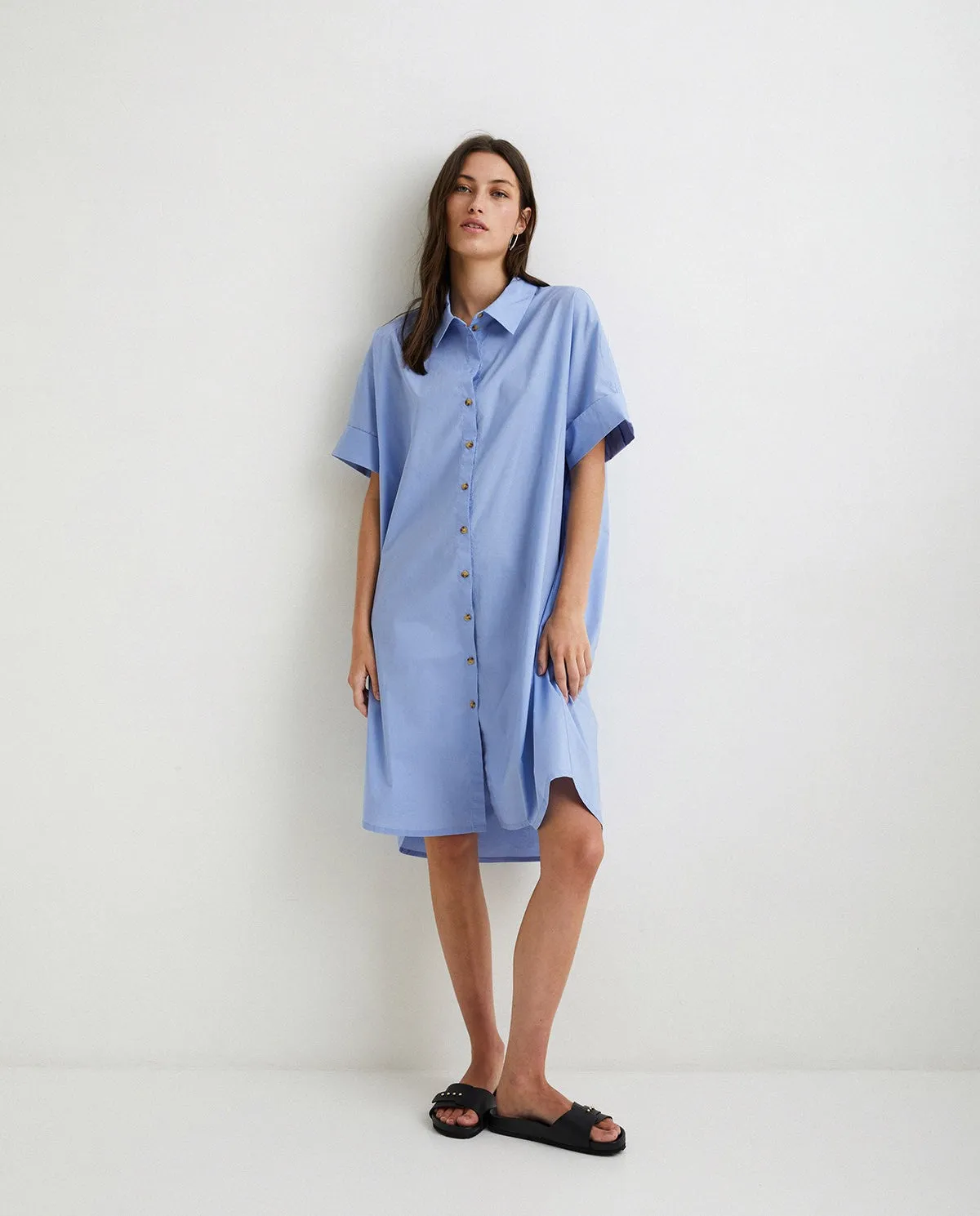 Yerse | Shirt Dress - Blue sold by Fort