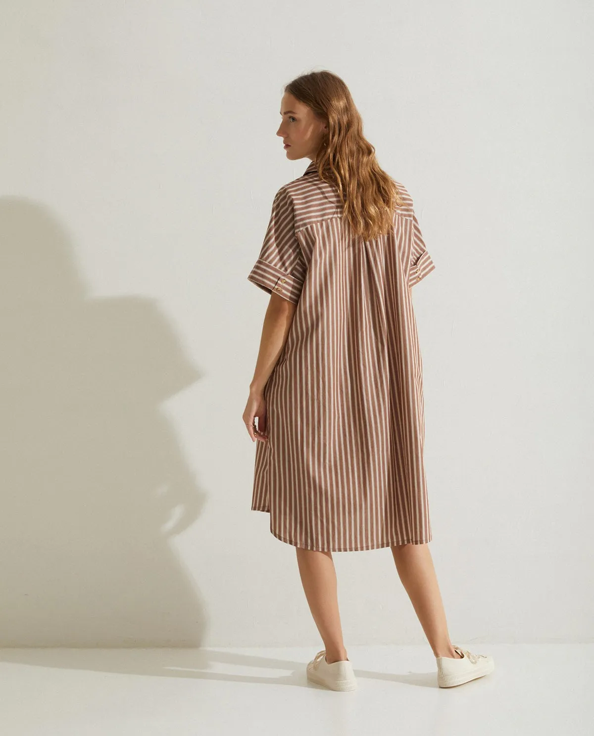 Yerse | Shirt Dress - Chocolate Stripe sold by Fort product image thumbnail 4