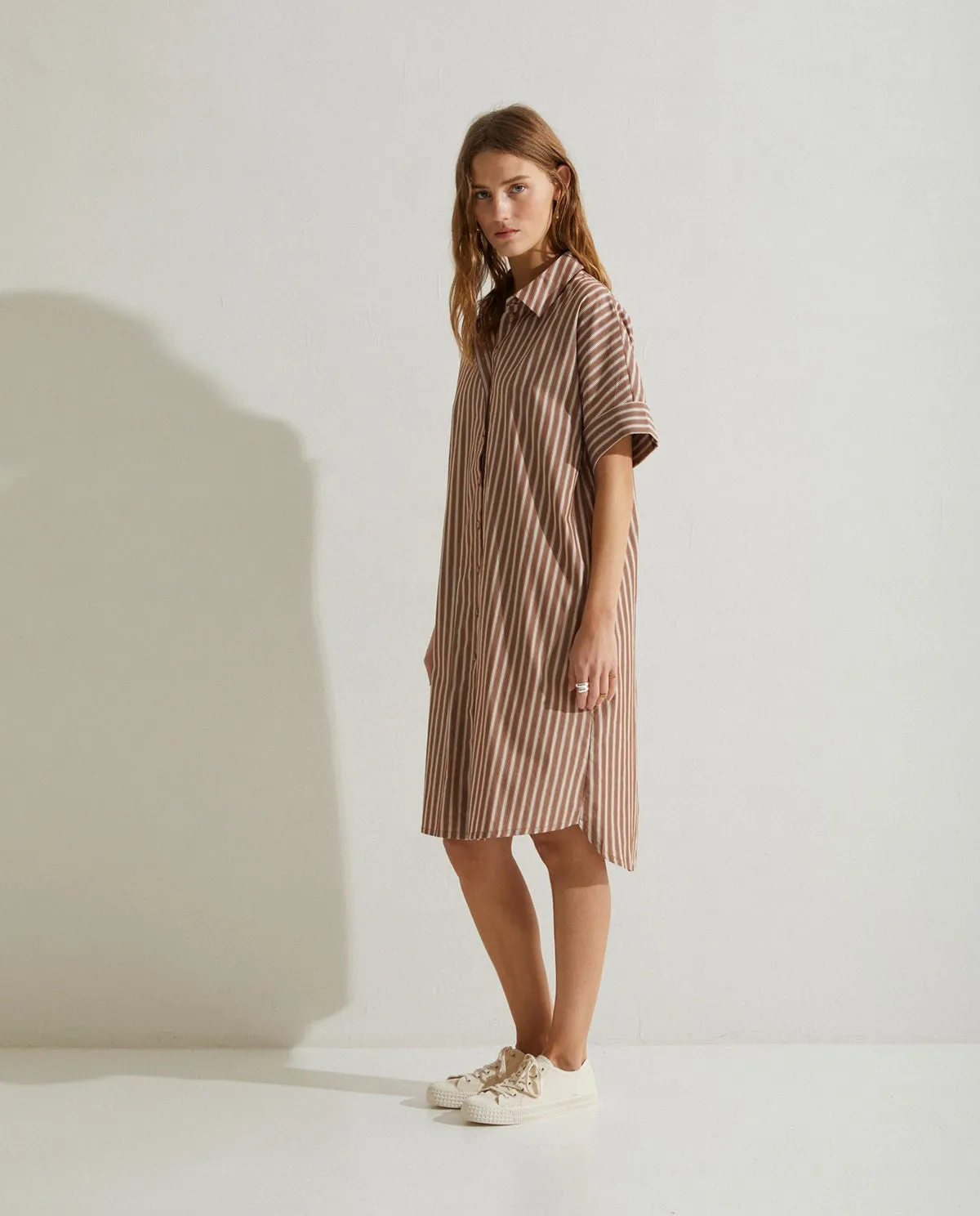 Yerse | Shirt Dress - Chocolate Stripe sold by Fort product image thumbnail 2