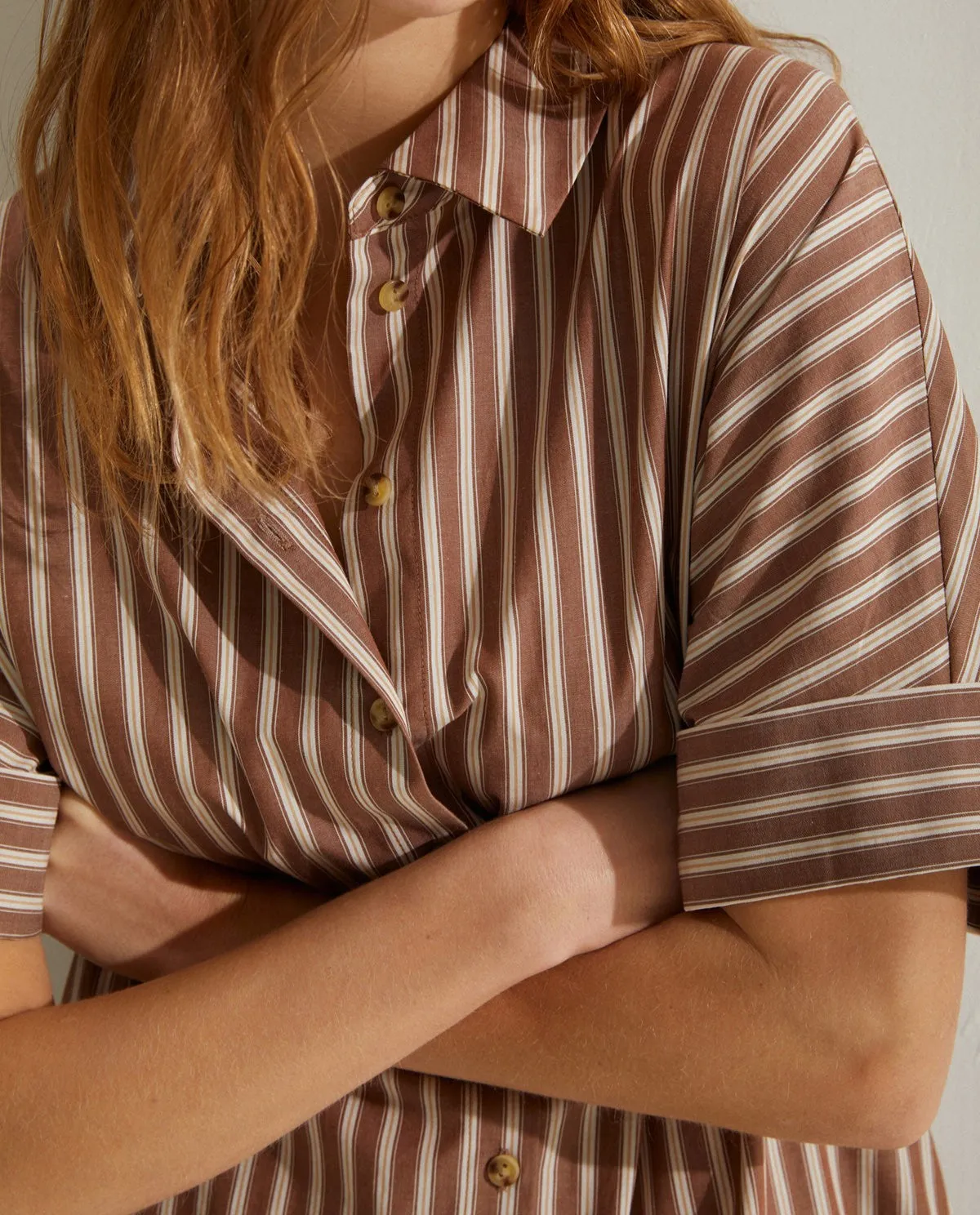Yerse | Shirt Dress - Chocolate Stripe sold by Fort product image thumbnail 3
