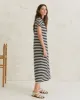 Yerse | Ecru & Black stripe Dress sold by Fort