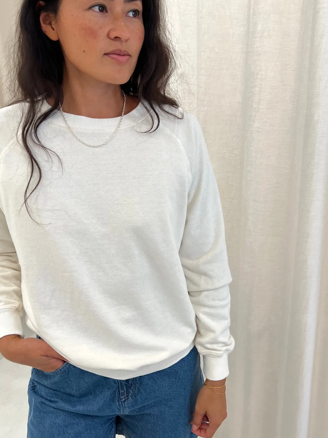 Jungmaven | Bonfire Raglan Sweatshirt - Washed White sold by Fort product image thumbnail 2