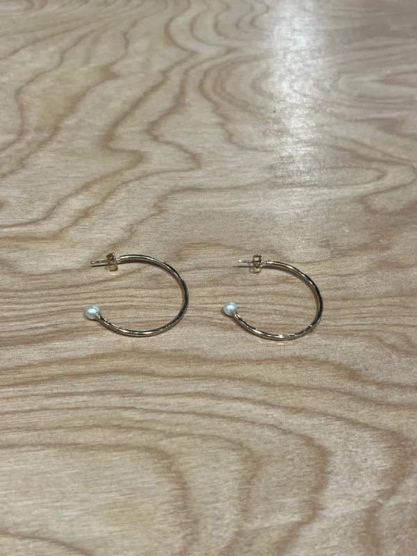 Devi Arts Collective | Dreamer Medium Gold and Pearl Hoops sold by Fort
