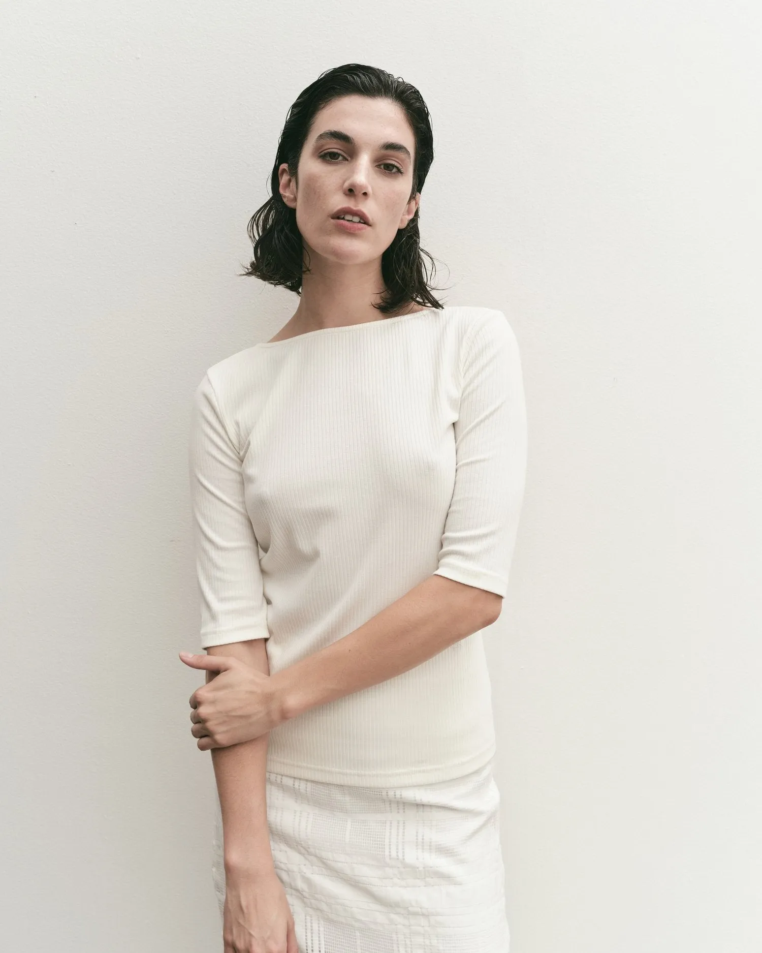 Mijeong Park | Scoop Back Ribbed Top - Ivory sold by Fort