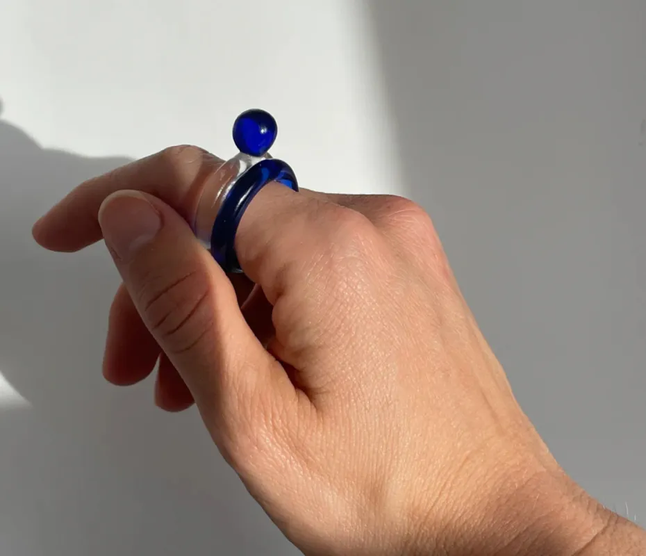 Sandralexandra | Linea Glass Ring - Navy Blue sold by Fort