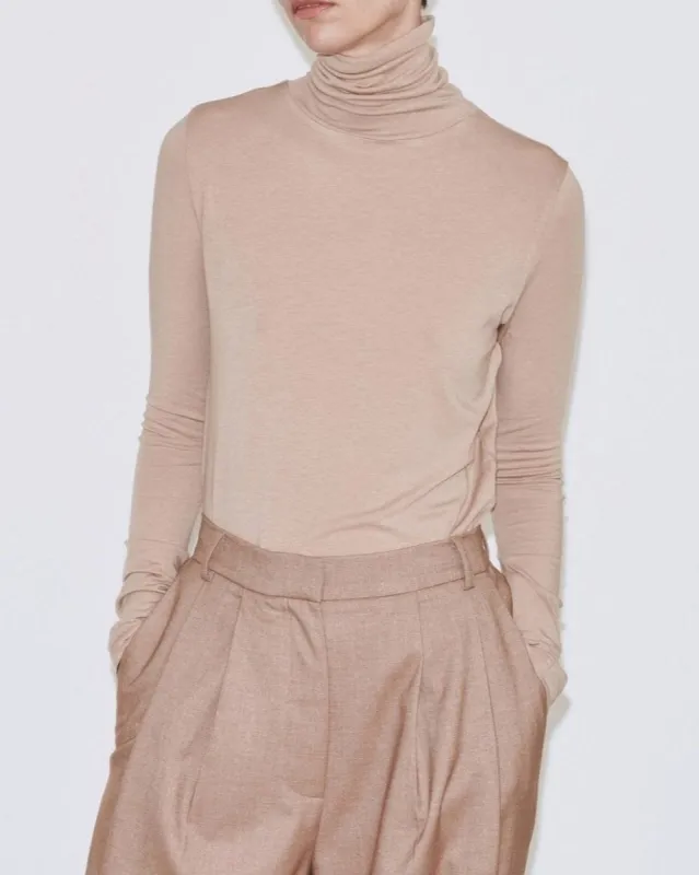 Mijeong Park | Roll Neck Jersey Top - Beige made by Fort