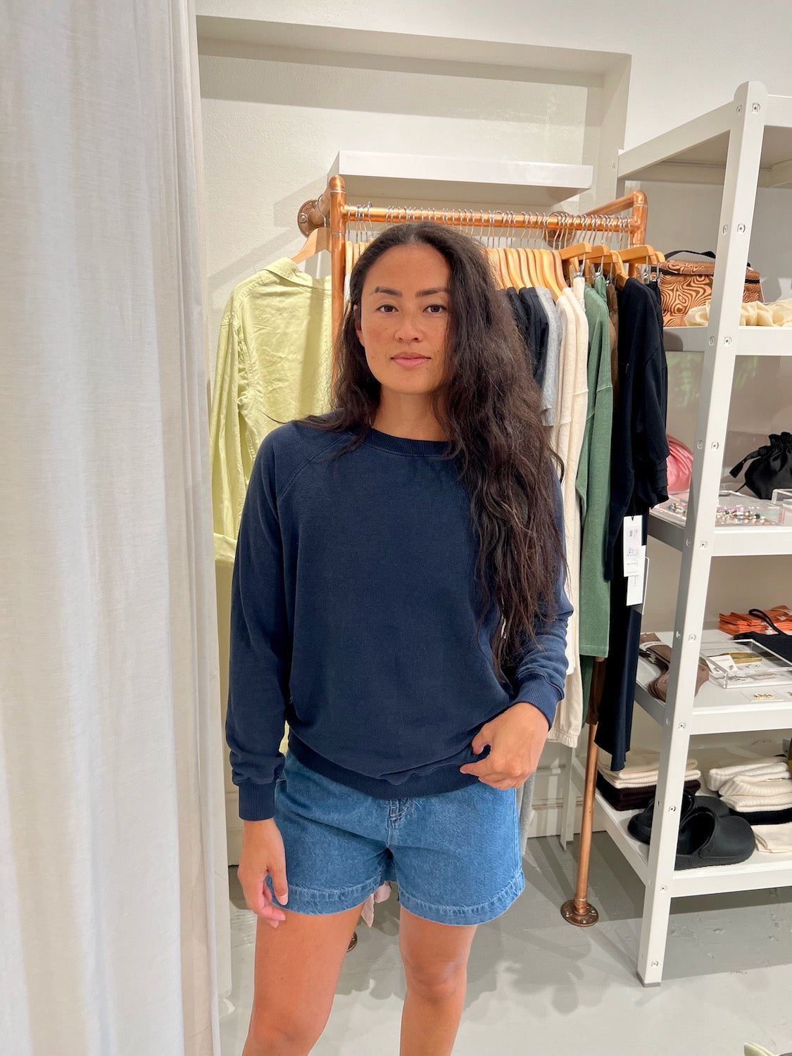 Jungmaven | Bonfire Raglan Sweatshirt - Navy sold by Fort