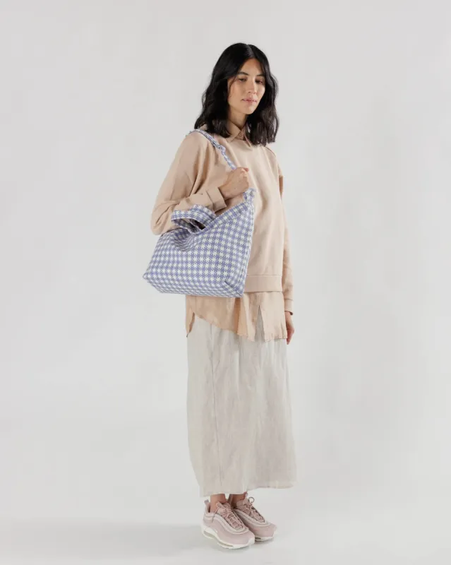 Baggu | Horizontal Zip Duck Bag - Blue Pixel Gingham sold by Fort