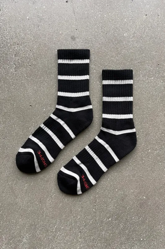 Le Bon Shoppe | Striped Boyfriend Socks - Black Stripe sold by Fort