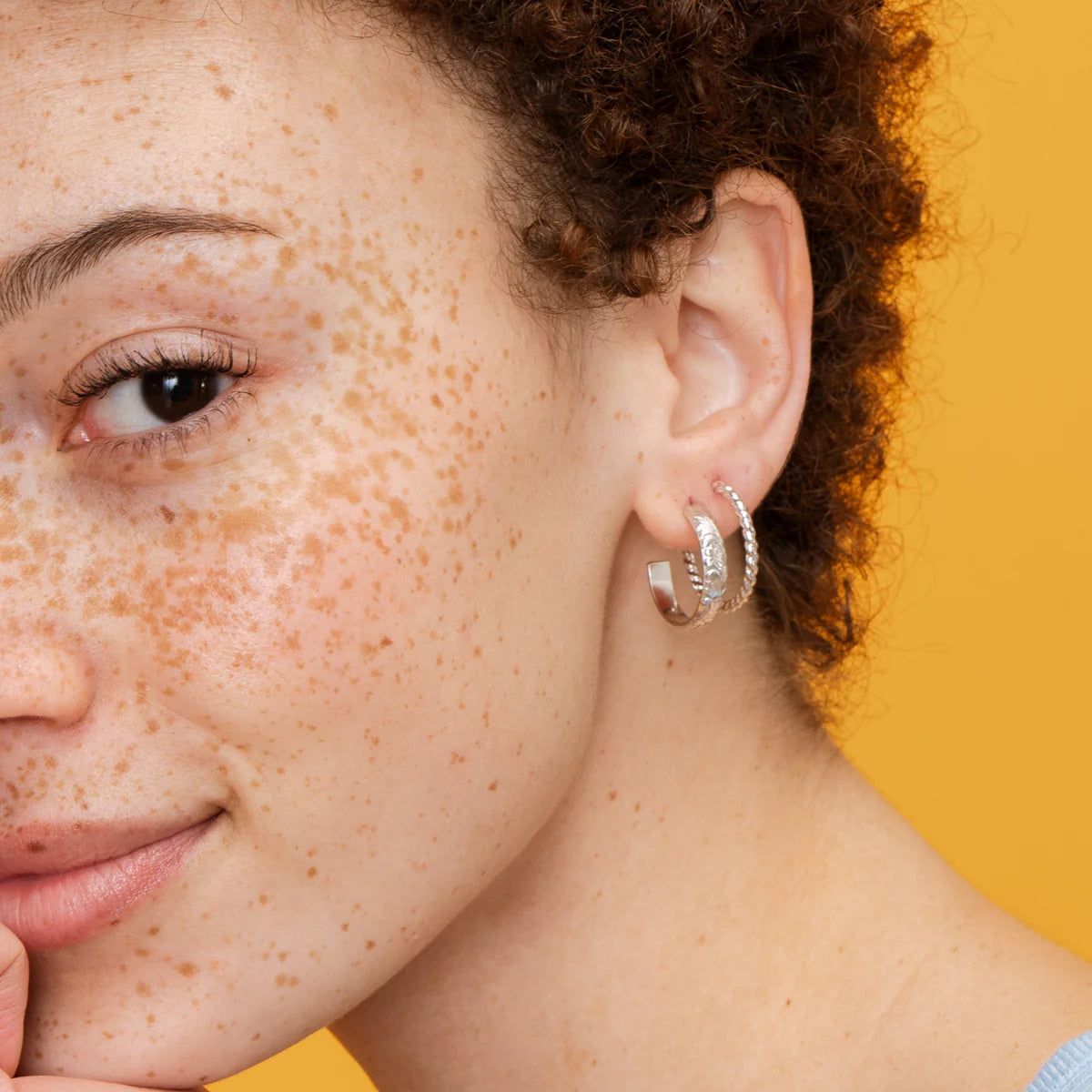 Devi Arts Collective | Floral Silver Small Hoops sold by Fort product image thumbnail 3