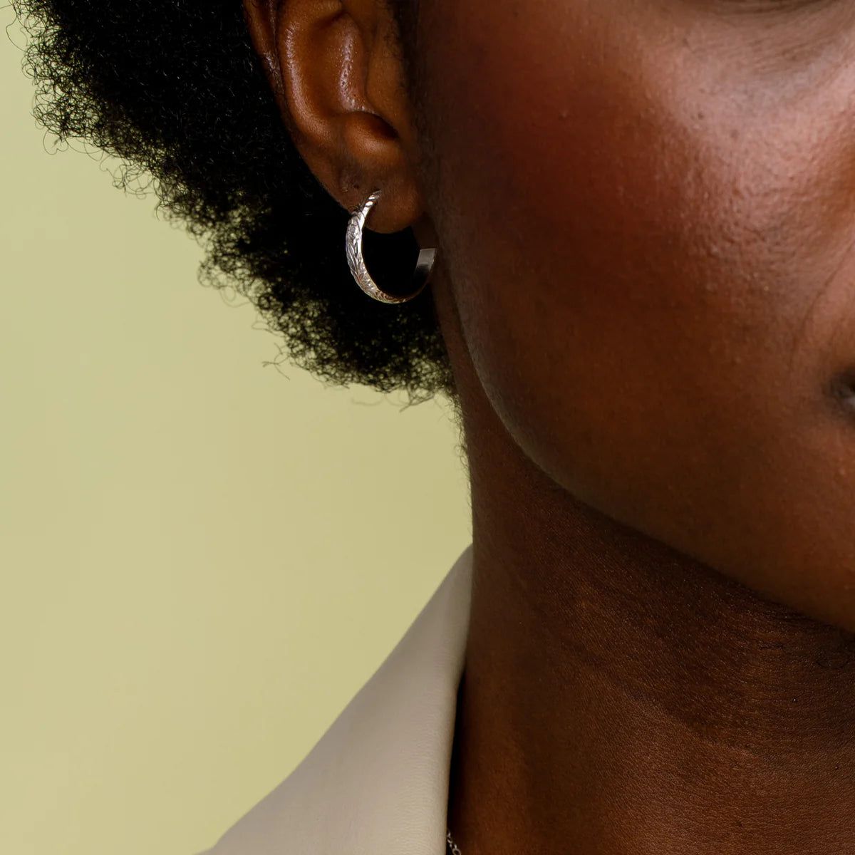 Devi Arts Collective | Floral Silver Small Hoops sold by Fort product image thumbnail 4