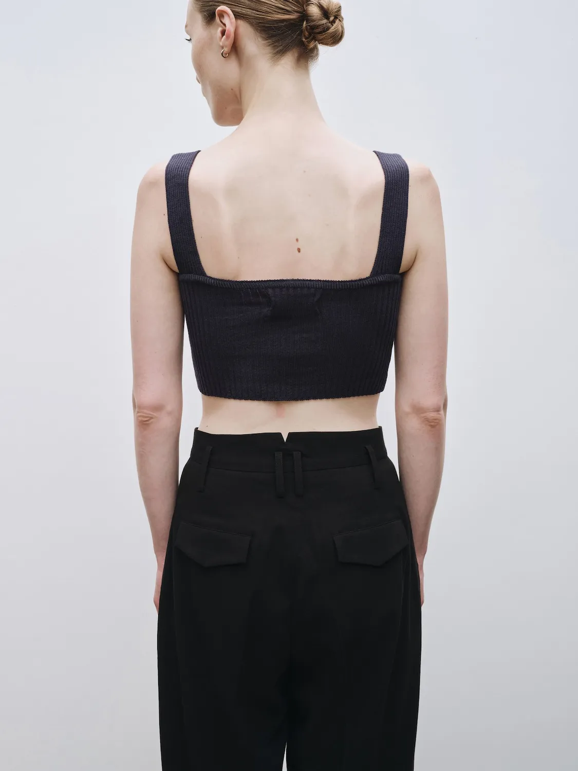 Mijeong Park | Ribbed Cropped Top - Navy sold by Fort product image thumbnail 2