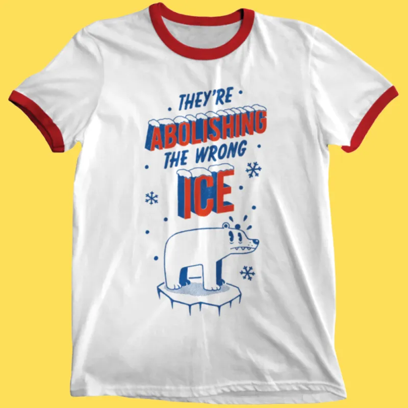 'Wrong ICE' Ringer Shirt sold by Wicked Clothes