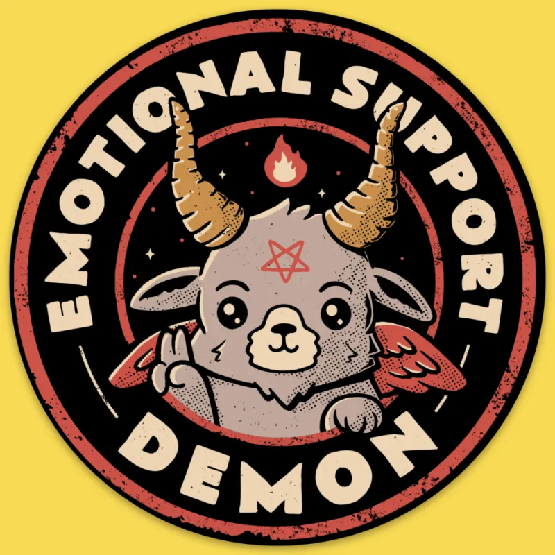'Emotional Support Demon' Sticker made by Wicked Clothes