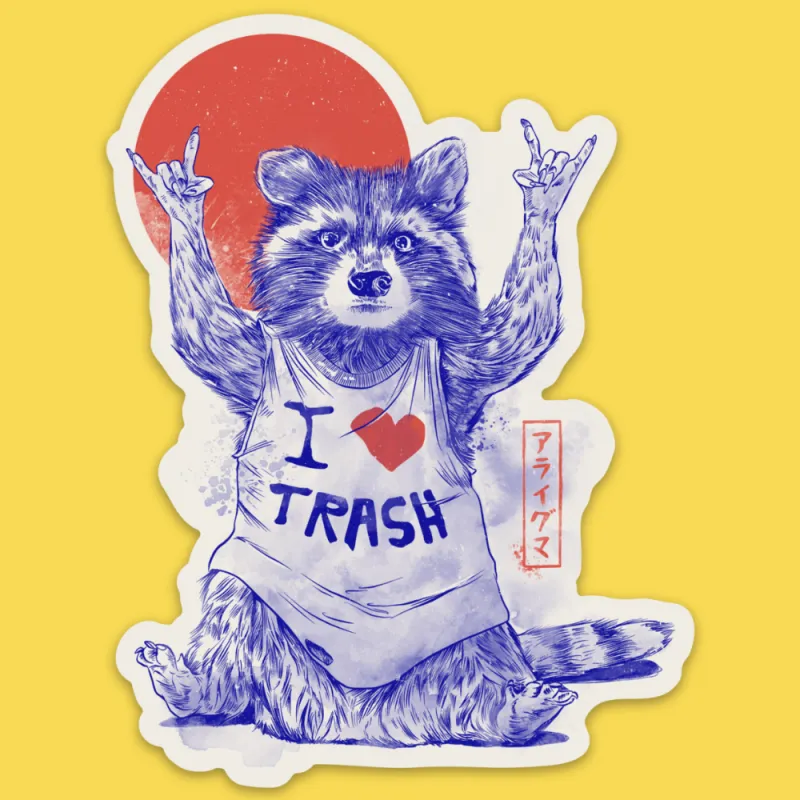 'I Love Trash' Sticker made by Wicked Clothes