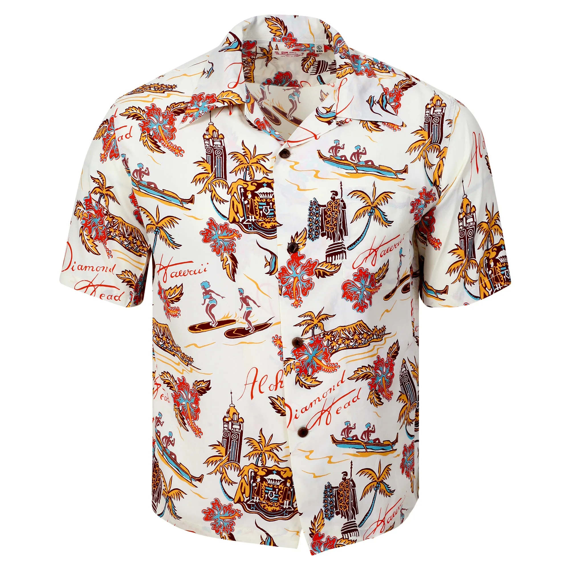Aloha Hawaii Rayon Made SS38313 Off White Hawaiian Shirt SURF11087 sold by SugarCane Jeans