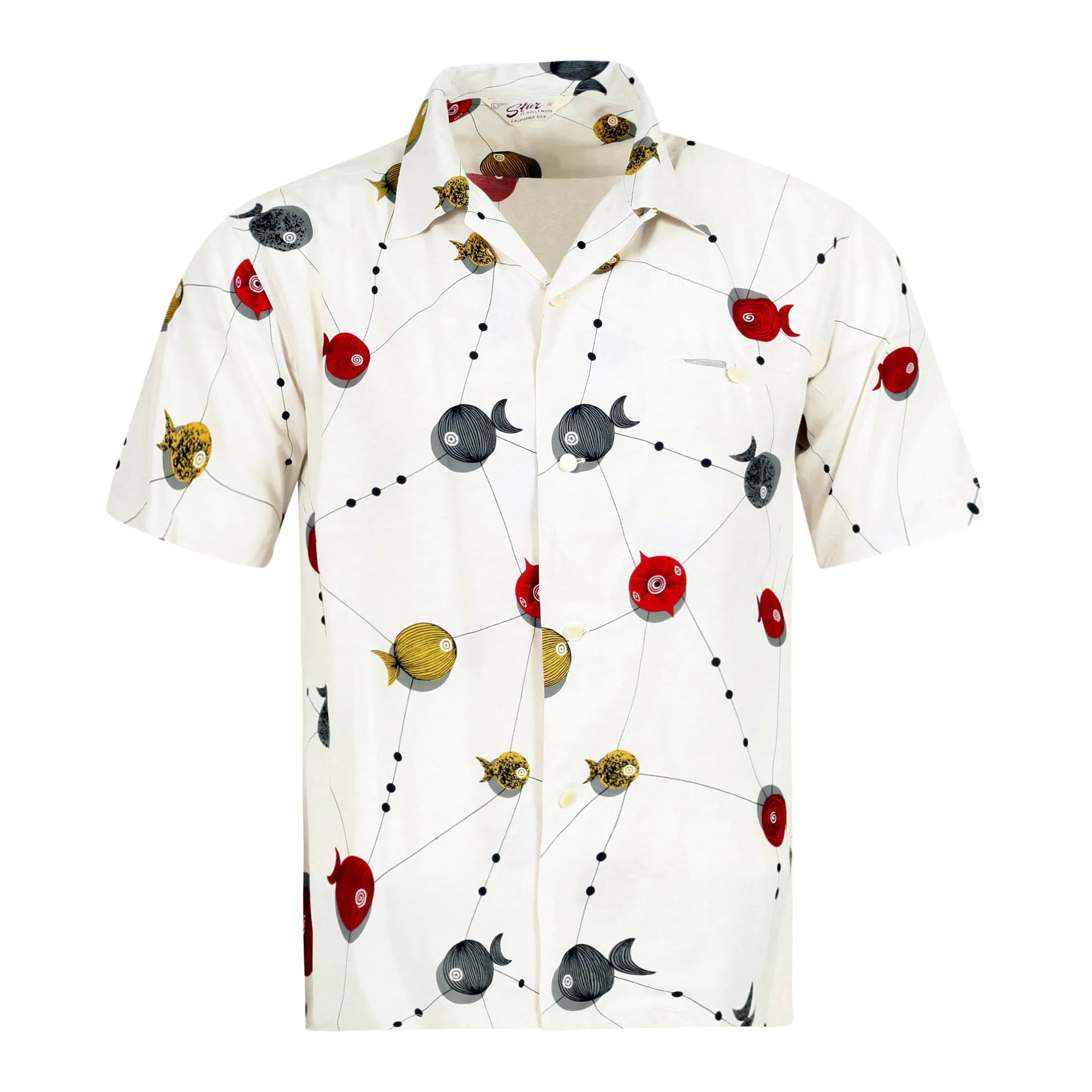 Atomic Fish Print SH38128 Off White Star of Hollywood Shirt SoH10099 sold by SugarCane Jeans