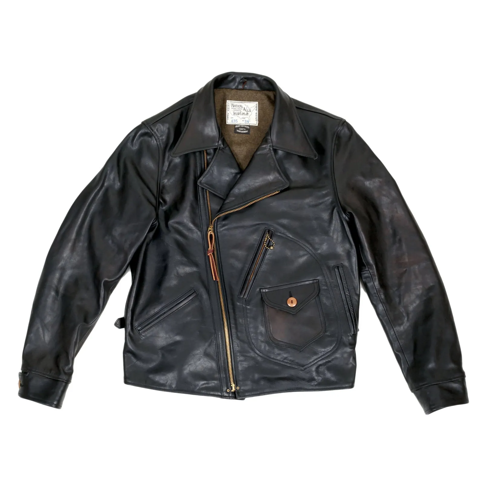 Aviator Heavy Weight SC80435 Horsehide Black Leather Jacket CANE5802 sold by SugarCane Jeans product image thumbnail 2