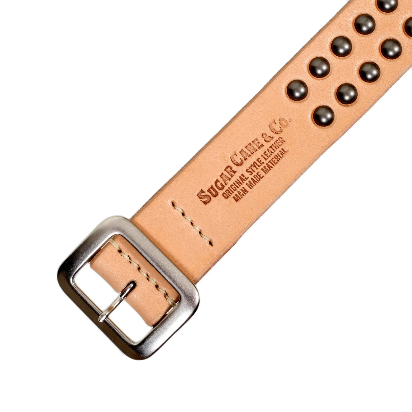 Beige Cowhide SC02322 Leather Garrison Belt with Studs CANE5728 sold by SugarCane Jeans product image thumbnail 3