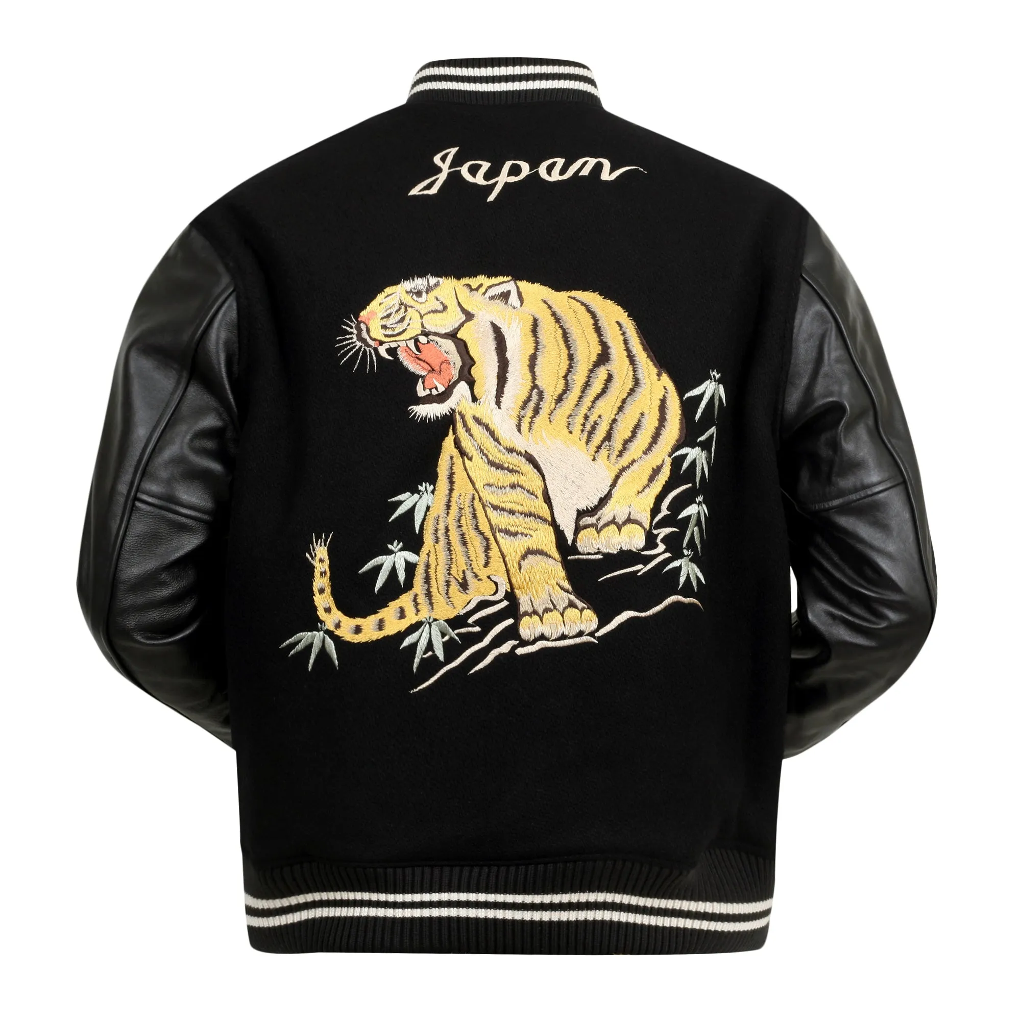 Black 30oz Melton Wool and Leather WV14215 Letterman Jacket WHIT9625 sold by SugarCane Jeans product image thumbnail 2