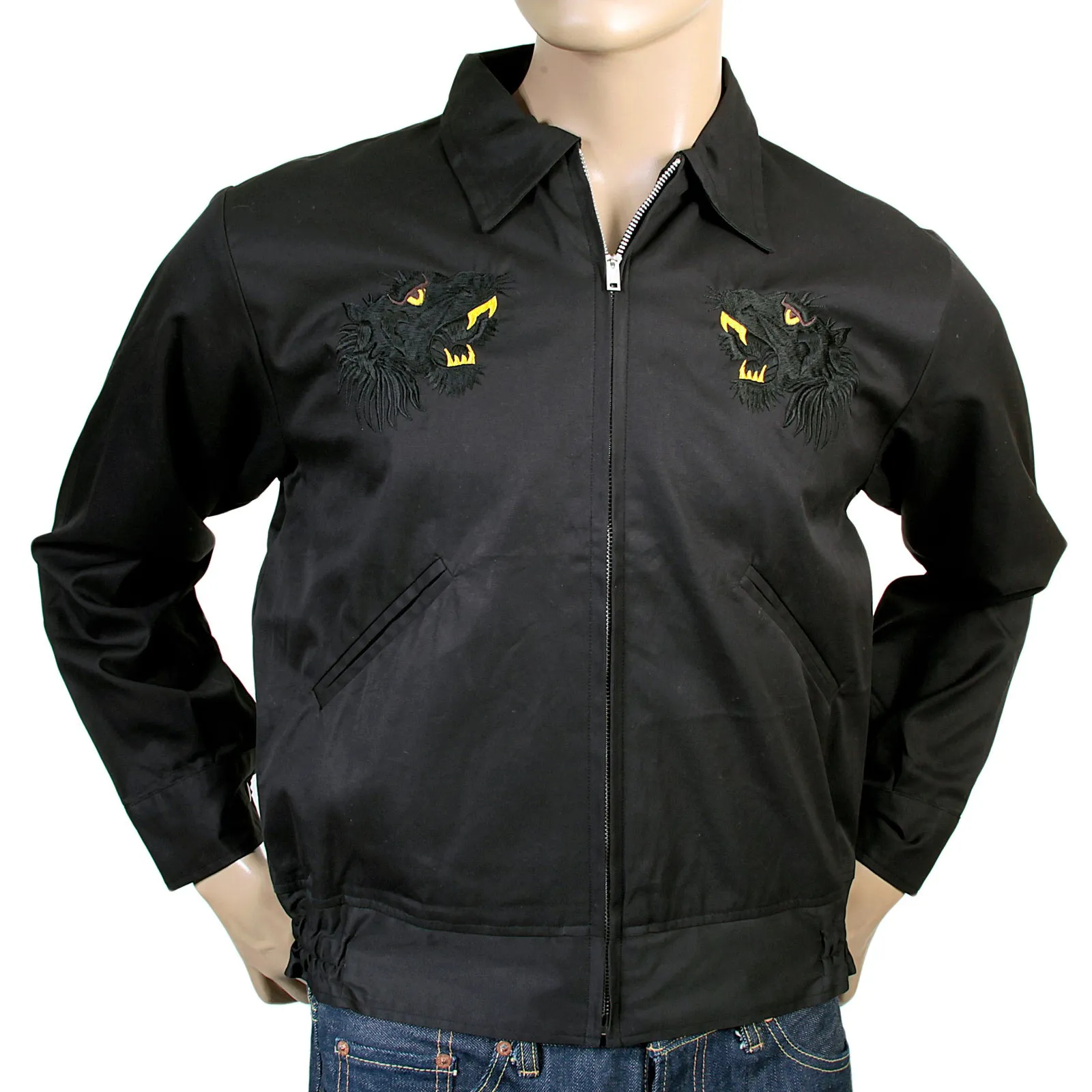 Black and Gold Hand Embroidered Tiger T13002 Suka Jacket TOYOSC4121 sold by SugarCane Jeans product image thumbnail 3