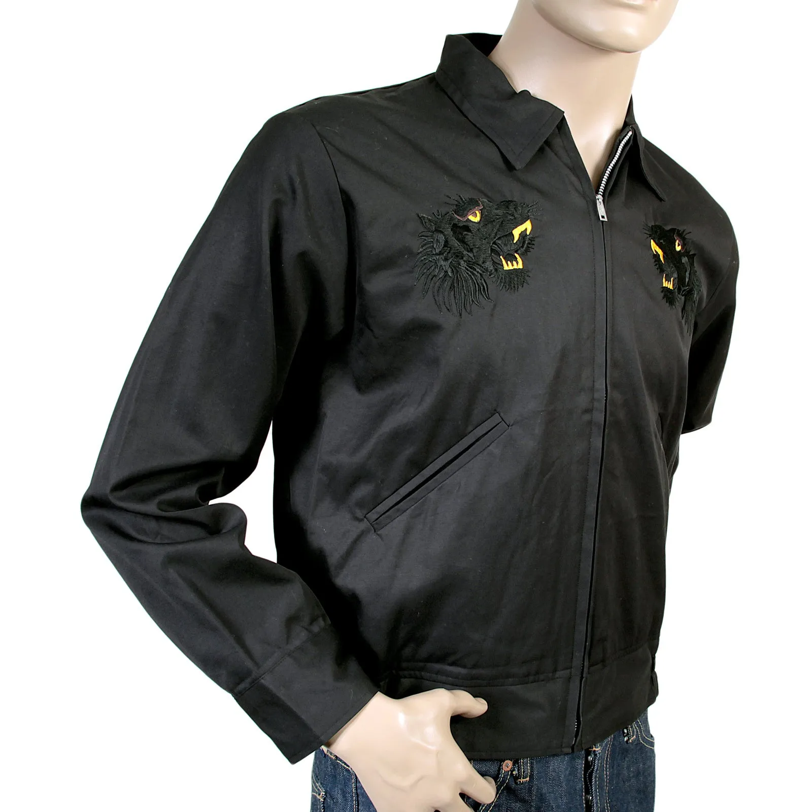 Black and Gold Hand Embroidered Tiger T13002 Suka Jacket TOYOSC4121 sold by SugarCane Jeans product image thumbnail 4