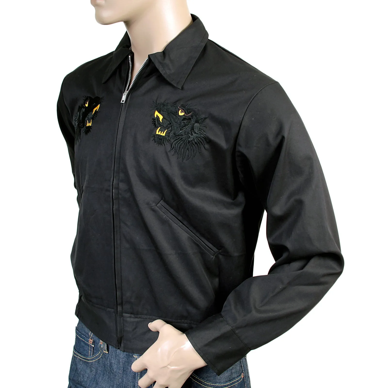 Black and Gold Hand Embroidered Tiger T13002 Suka Jacket TOYOSC4121 sold by SugarCane Jeans product image thumbnail 5