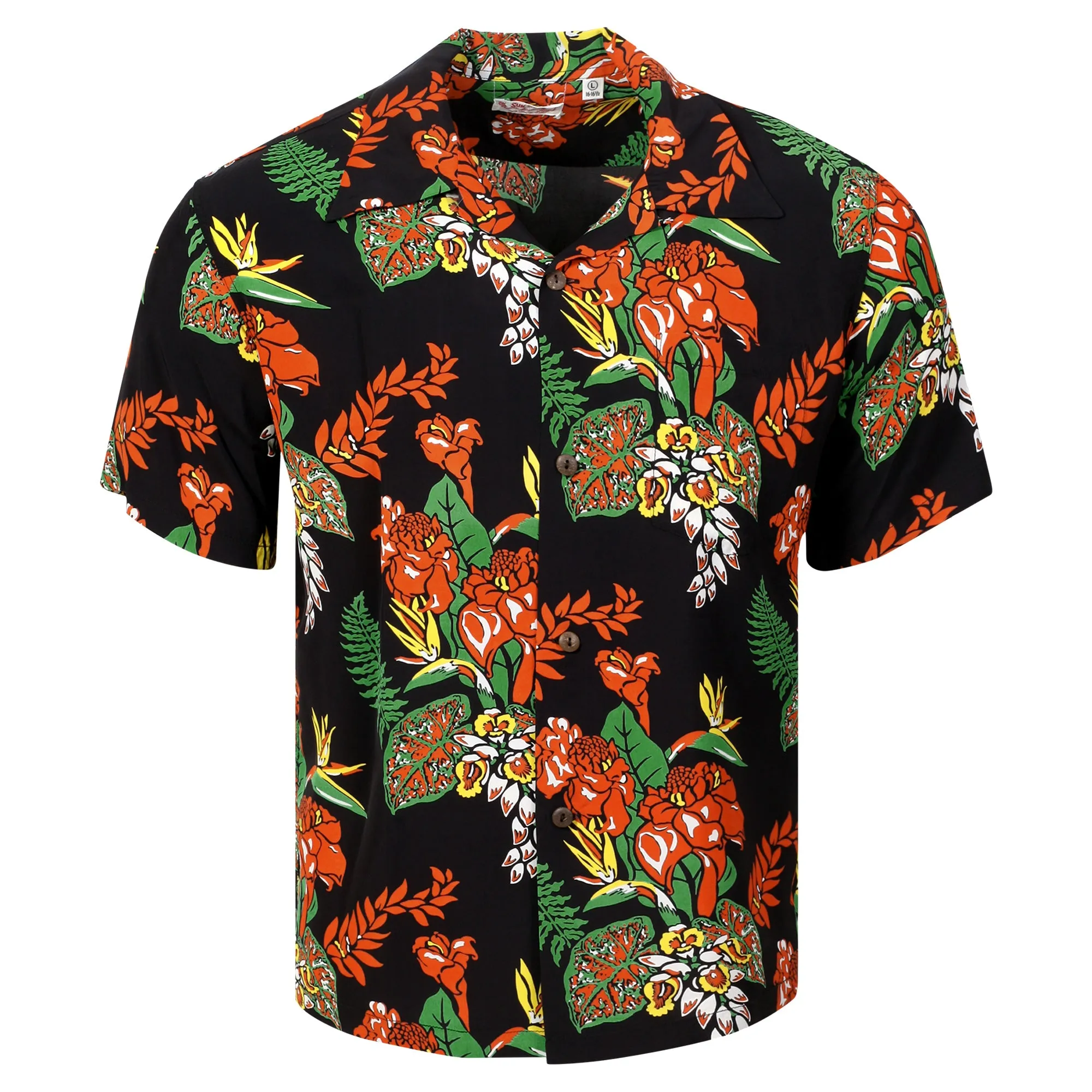 Black Flourish Flowers SS38322 Short Sleeve Hawaiian Shirt SURF11089 sold by SugarCane Jeans