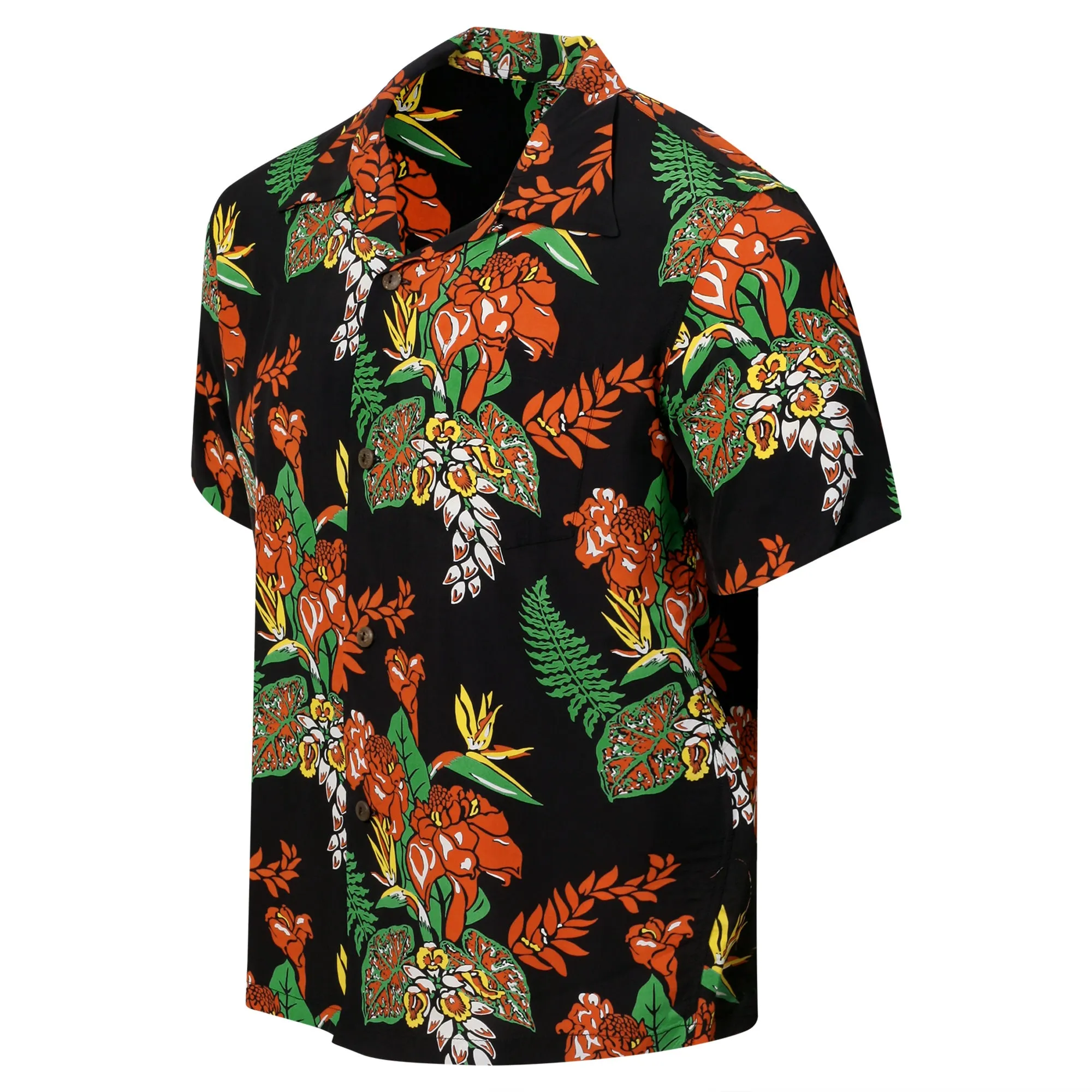 Black Flourish Flowers SS38322 Short Sleeve Hawaiian Shirt SURF11089 sold by SugarCane Jeans product image thumbnail 5