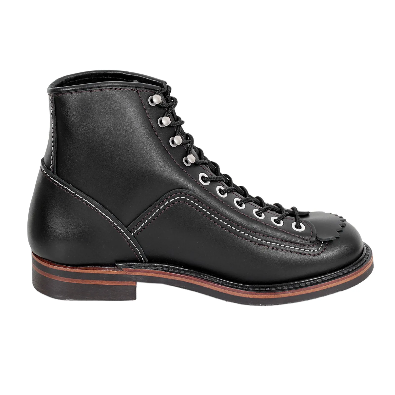 Black Leather Calf F01615 High Lace Up Carpenter Work Boots CANE4449 sold by SugarCane Jeans product image thumbnail 5