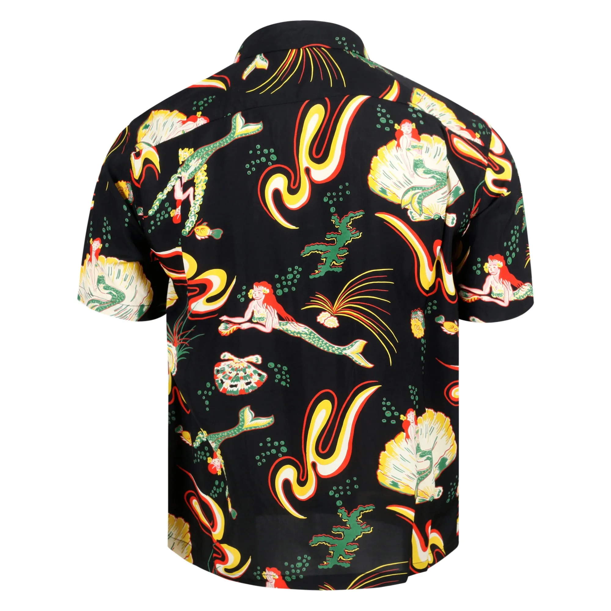 Black Mermaid Print SS38031 Hawaiian Shirt with Cuban Collar SURF10087 sold by SugarCane Jeans product image thumbnail 2