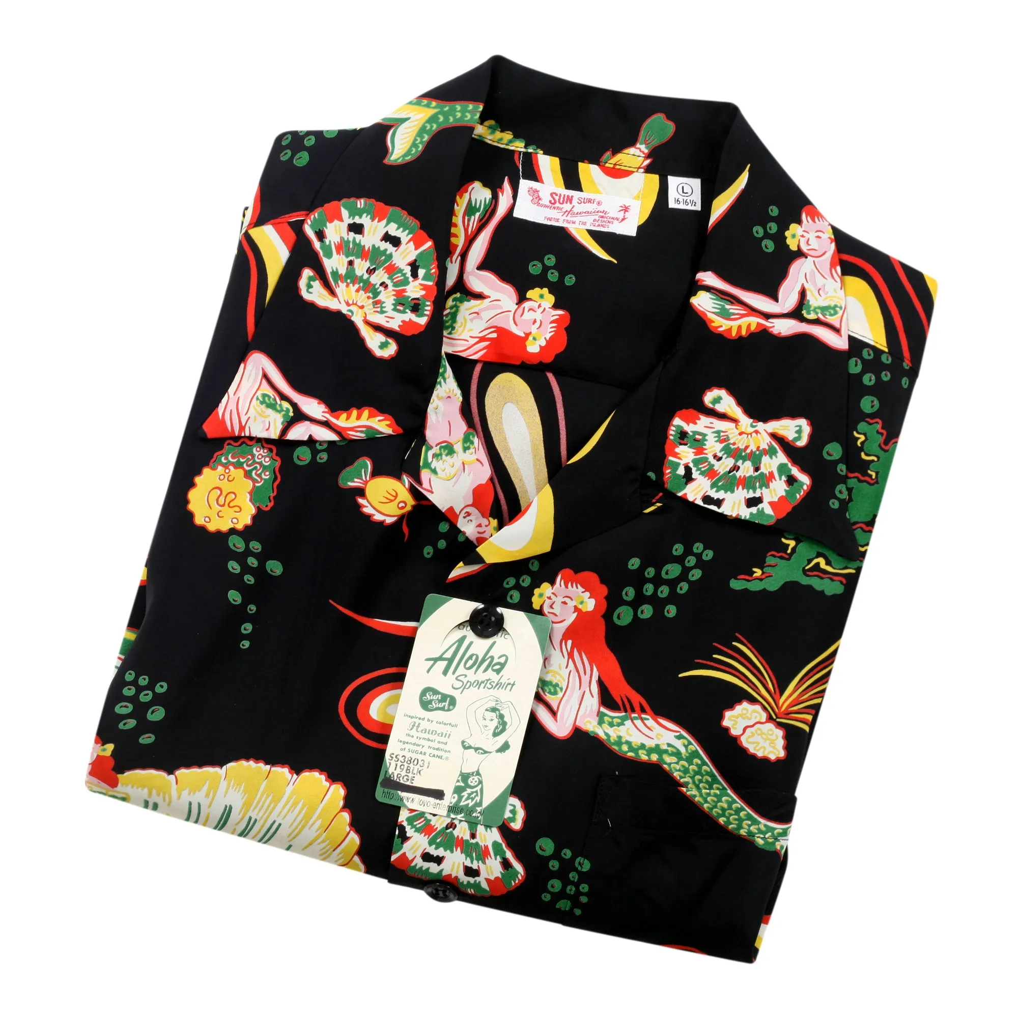 Black Mermaid Print SS38031 Hawaiian Shirt with Cuban Collar SURF10087 sold by SugarCane Jeans product image thumbnail 5