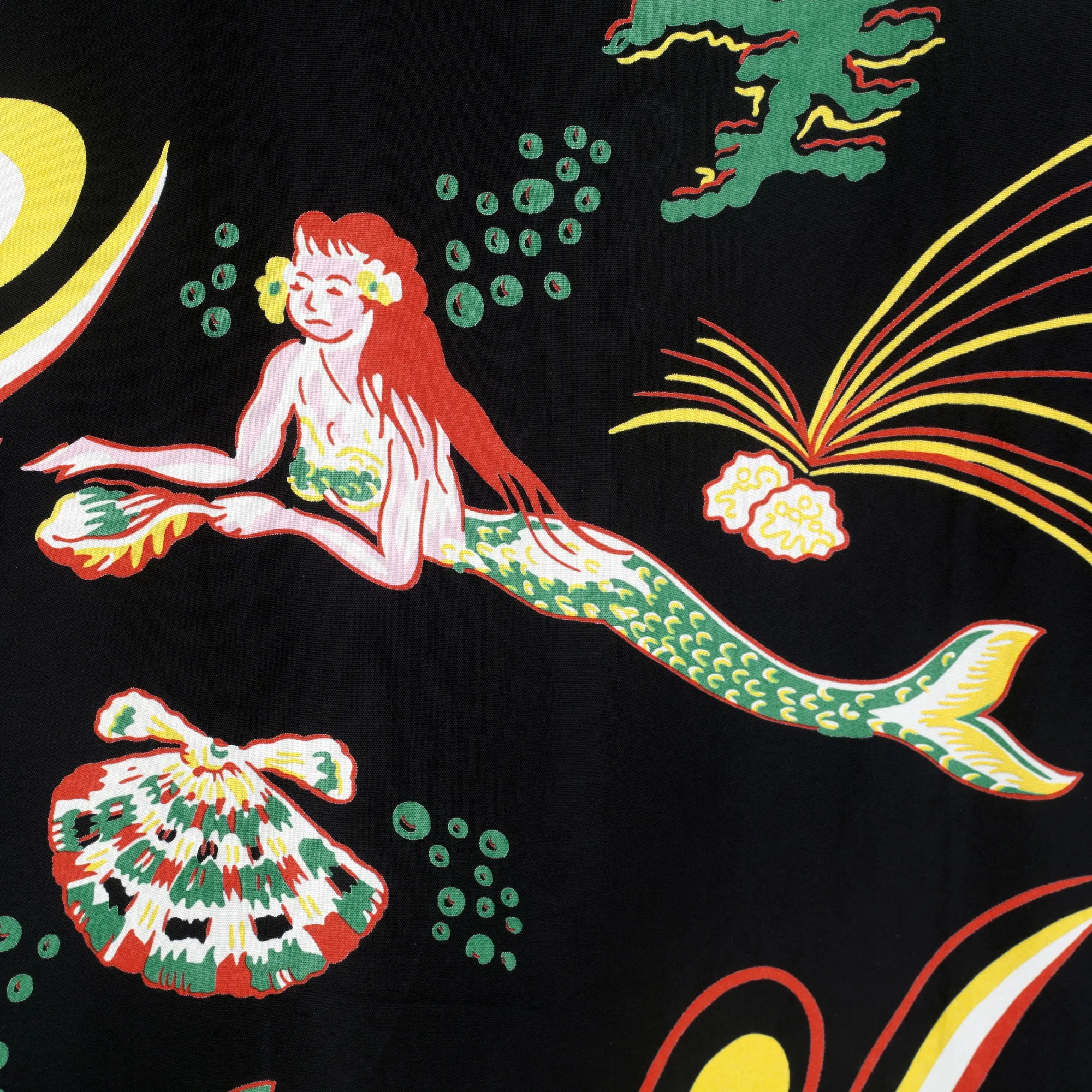 Black Mermaid Print SS38031 Hawaiian Shirt with Cuban Collar SURF10087 sold by SugarCane Jeans product image thumbnail 4