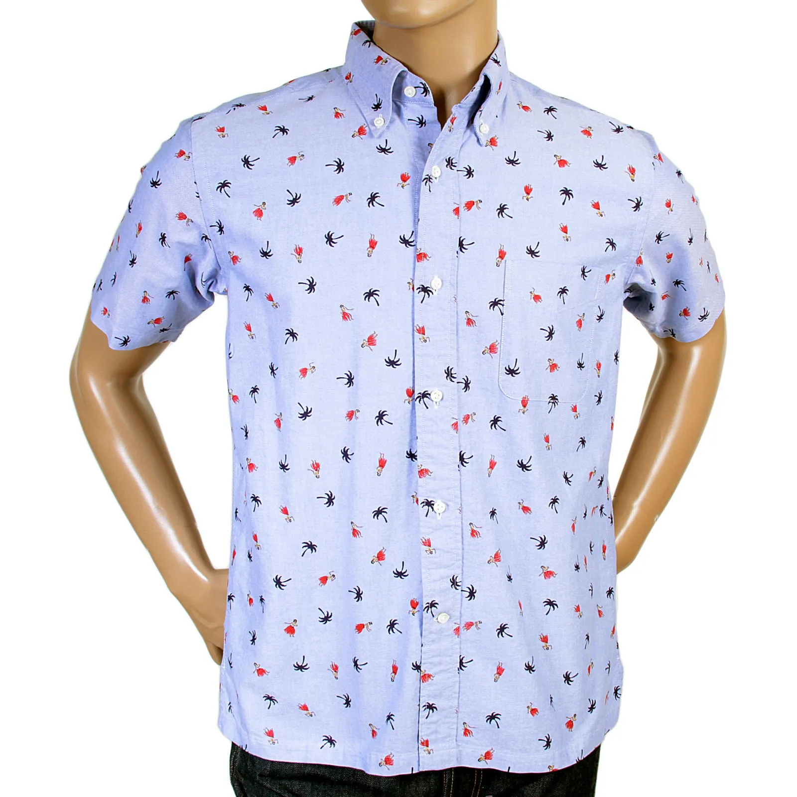 Blue Oxford SS34973 Button Down Hula Dancer Printed Shirt SURF3814 sold by SugarCane Jeans product image thumbnail 3