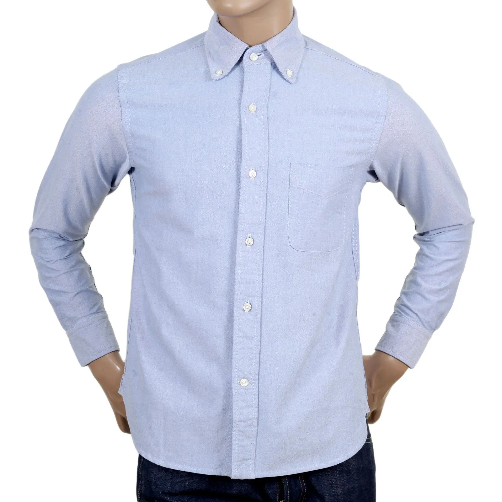 Blue Slim Fit SC25910 Classic Button Down Oxford Shirt CANE4447 sold by SugarCane Jeans product image thumbnail 2