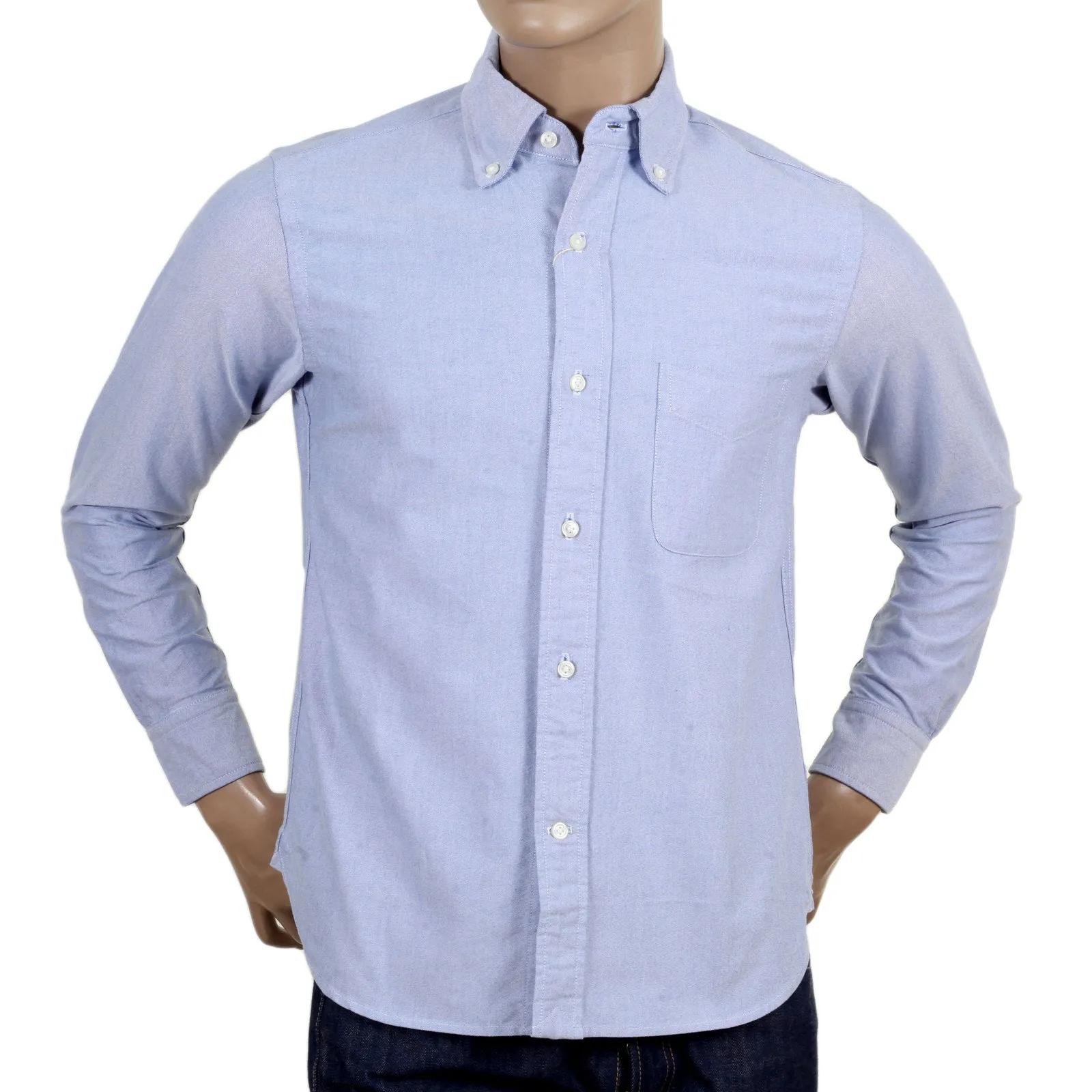 Blue Slim Fit SC25910 Classic Button Down Oxford Shirt CANE4447 sold by SugarCane Jeans