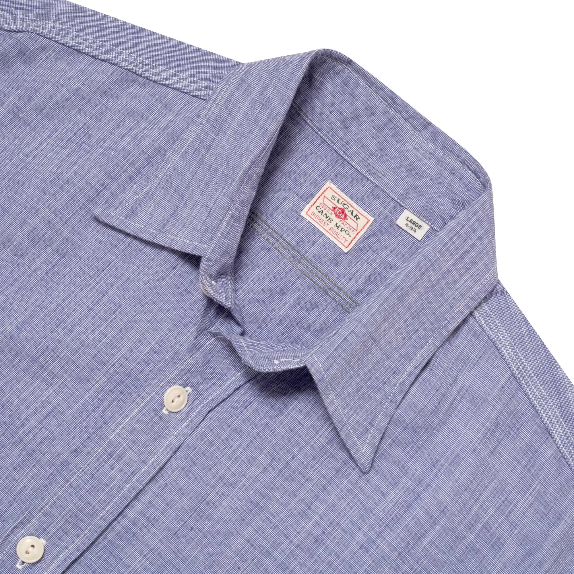 Blue Woven Pin Check Soft Collar SC28094 Long Sleeve Shirt CANE10260 sold by SugarCane Jeans product image thumbnail 3