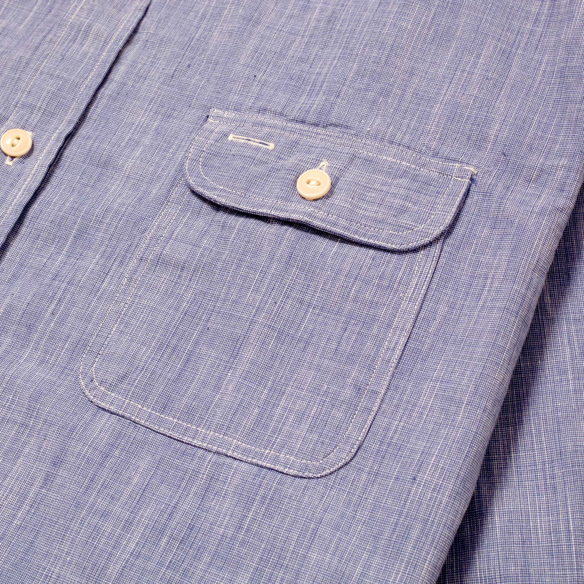 Blue Woven Pin Check Soft Collar SC28094 Long Sleeve Shirt CANE10260 sold by SugarCane Jeans product image thumbnail 4