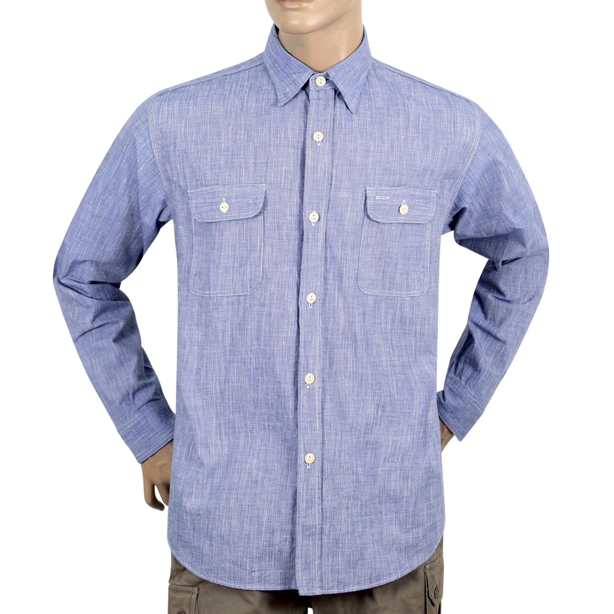 Blue Woven Pin Check Soft Collar SC28094 Long Sleeve Shirt CANE10260 sold by SugarCane Jeans product image thumbnail 5