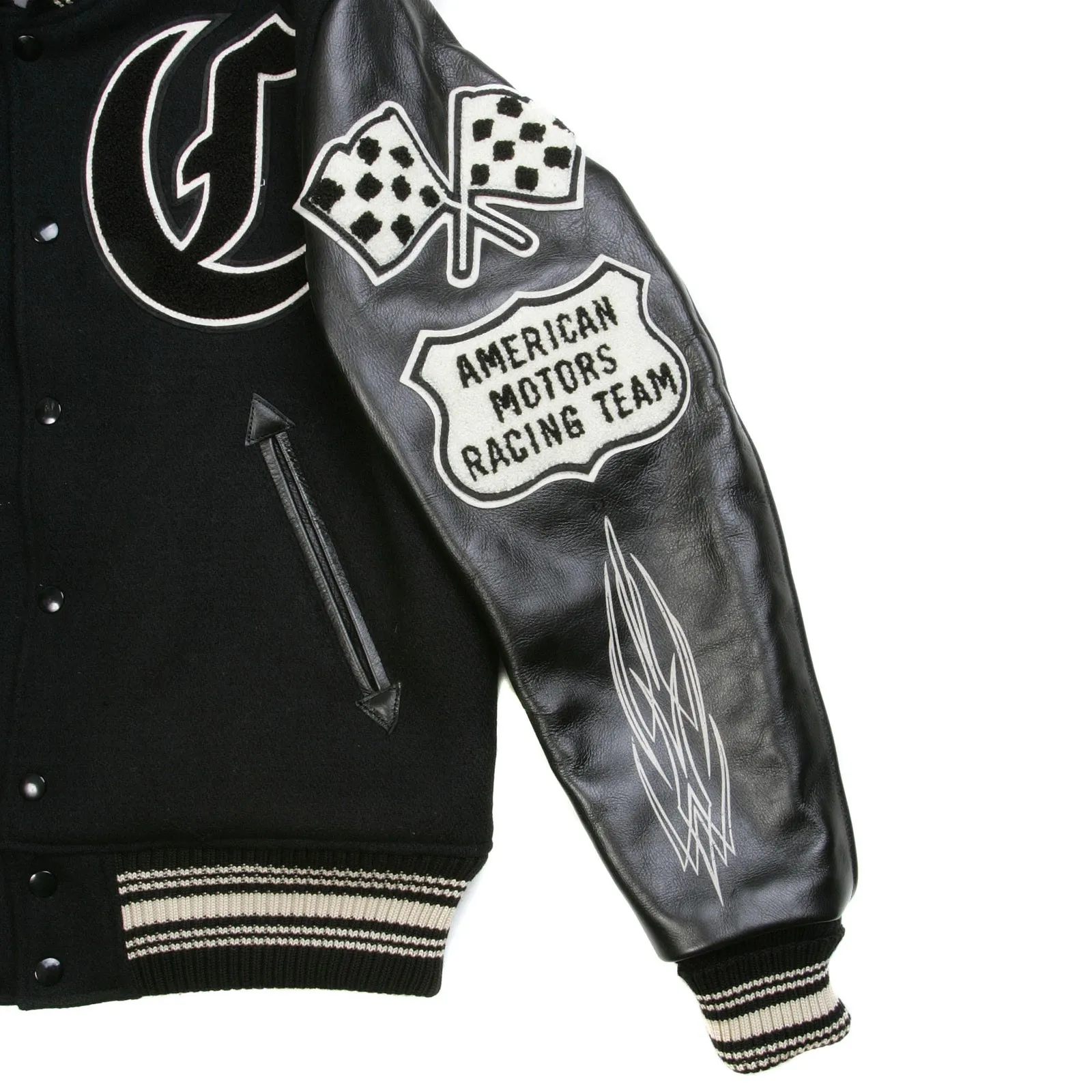 Crank Busters Raglan Sleeve WV11375 Letterman Jacket in Black WHIT3781 sold by SugarCane Jeans product image thumbnail 3