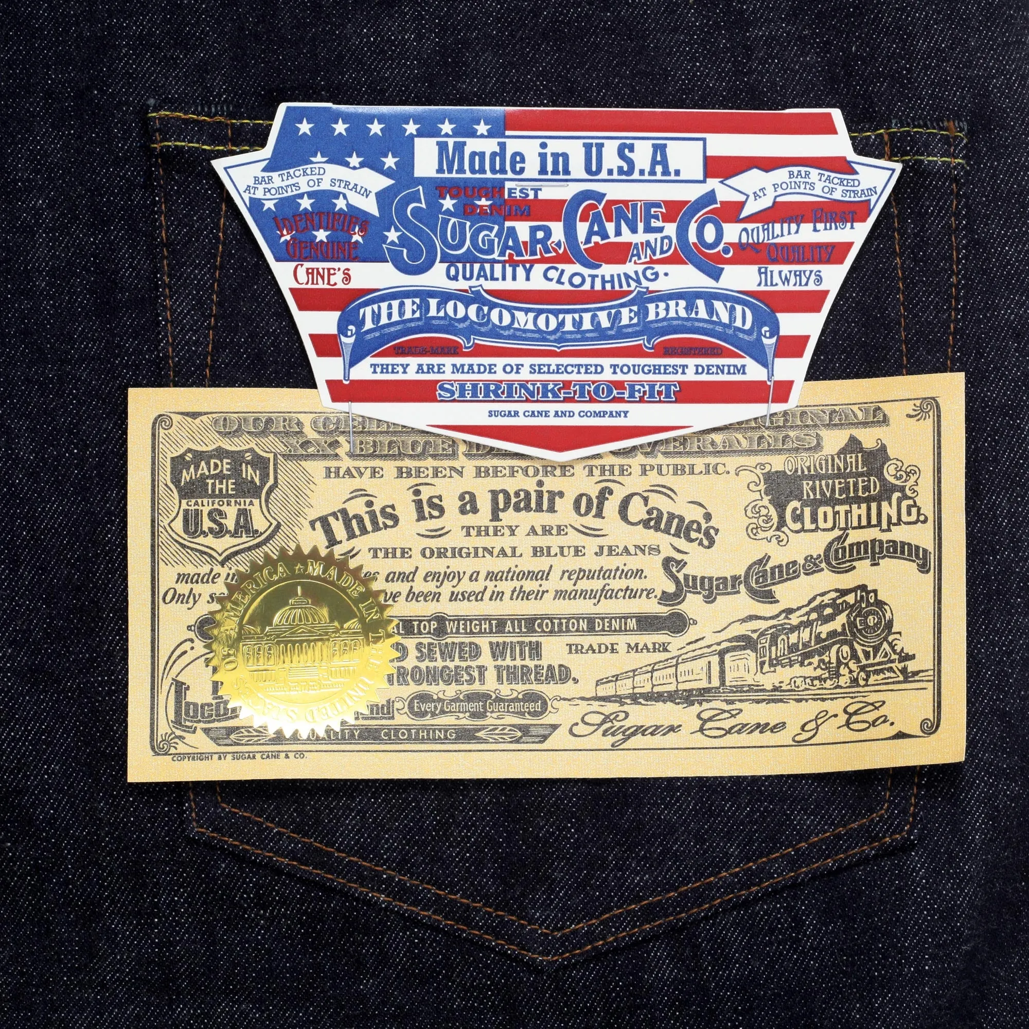 Dead Stock SC41872N Made in USA 1947 Non Wash 13oz Raw Jeans CANE10616 sold by SugarCane Jeans product image thumbnail 4