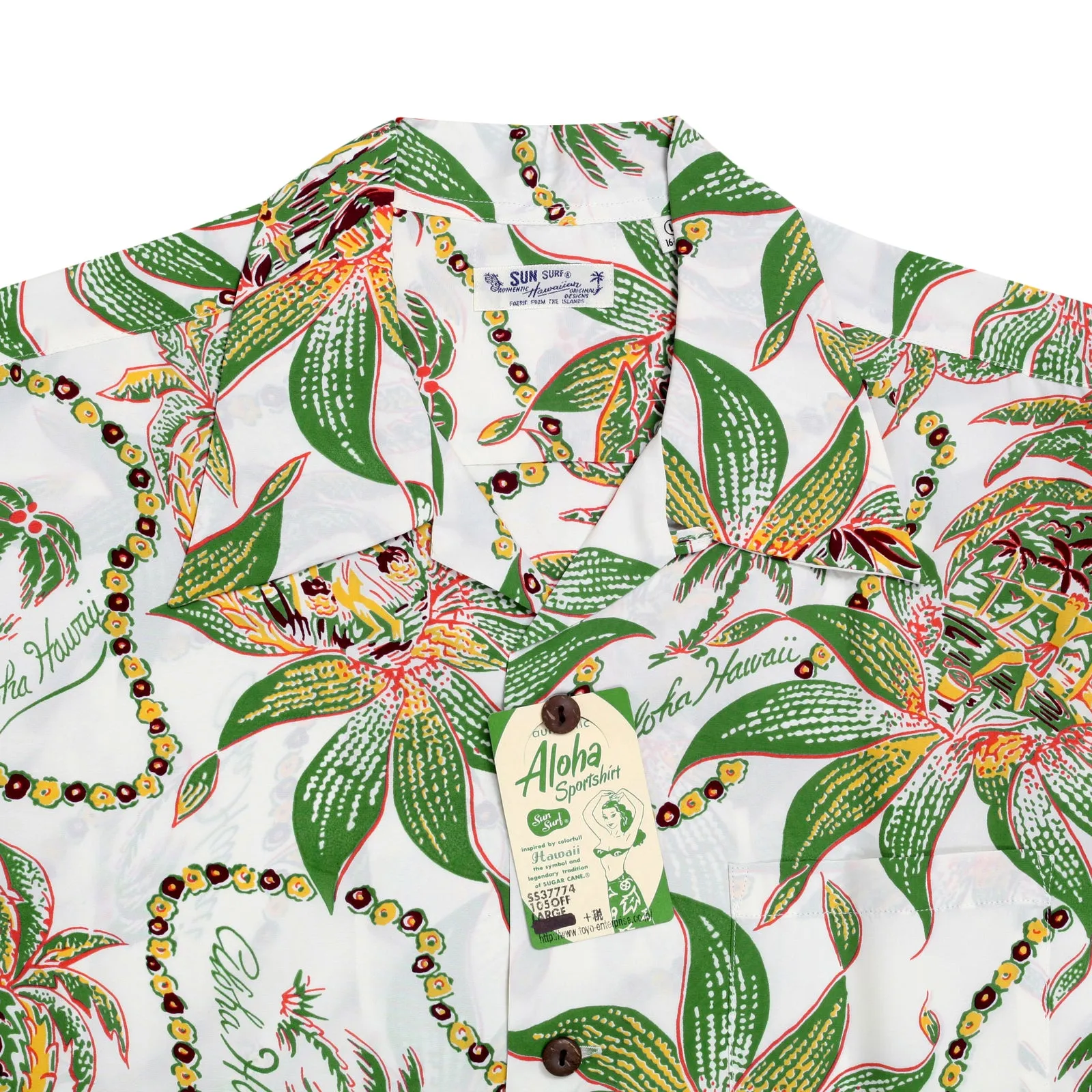 Dreams and Pineapples Print SS37774 Off White Hawaiian Shirt SURF8589 sold by SugarCane Jeans product image thumbnail 4