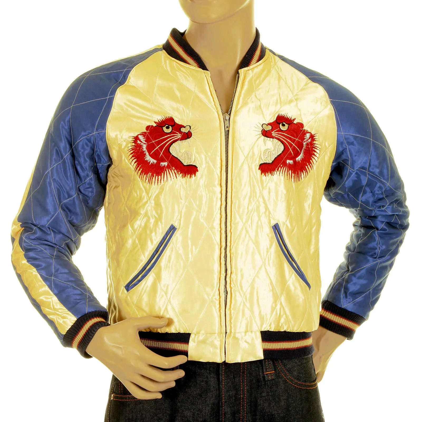 Fully Reversible TT11783 Tiger Embroidered Souvenir Jacket TOYO4233A sold by SugarCane Jeans