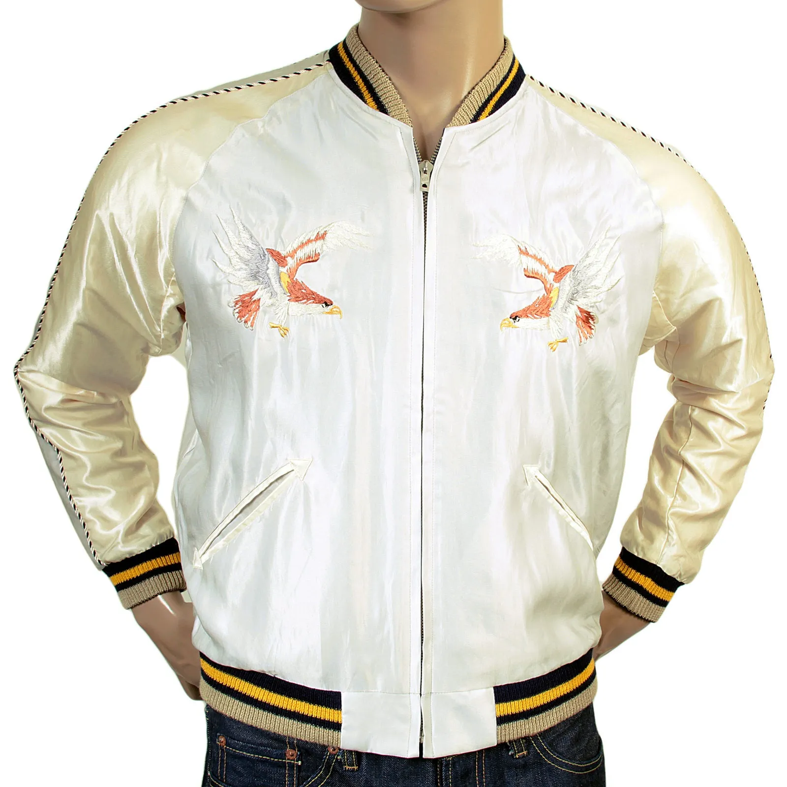 Fully Reversible TT13001 Ivory and Silver Souvenir Jacket TOYO3709 sold by SugarCane Jeans