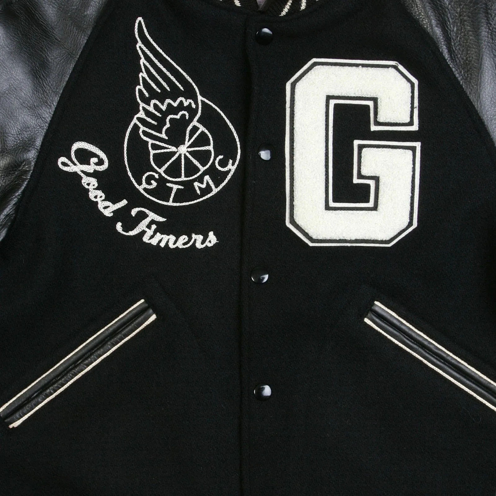 Good Timers Embroidered WV11376 Raglan Sleeve Varsity Jacket WHIT3782 sold by SugarCane Jeans product image thumbnail 4