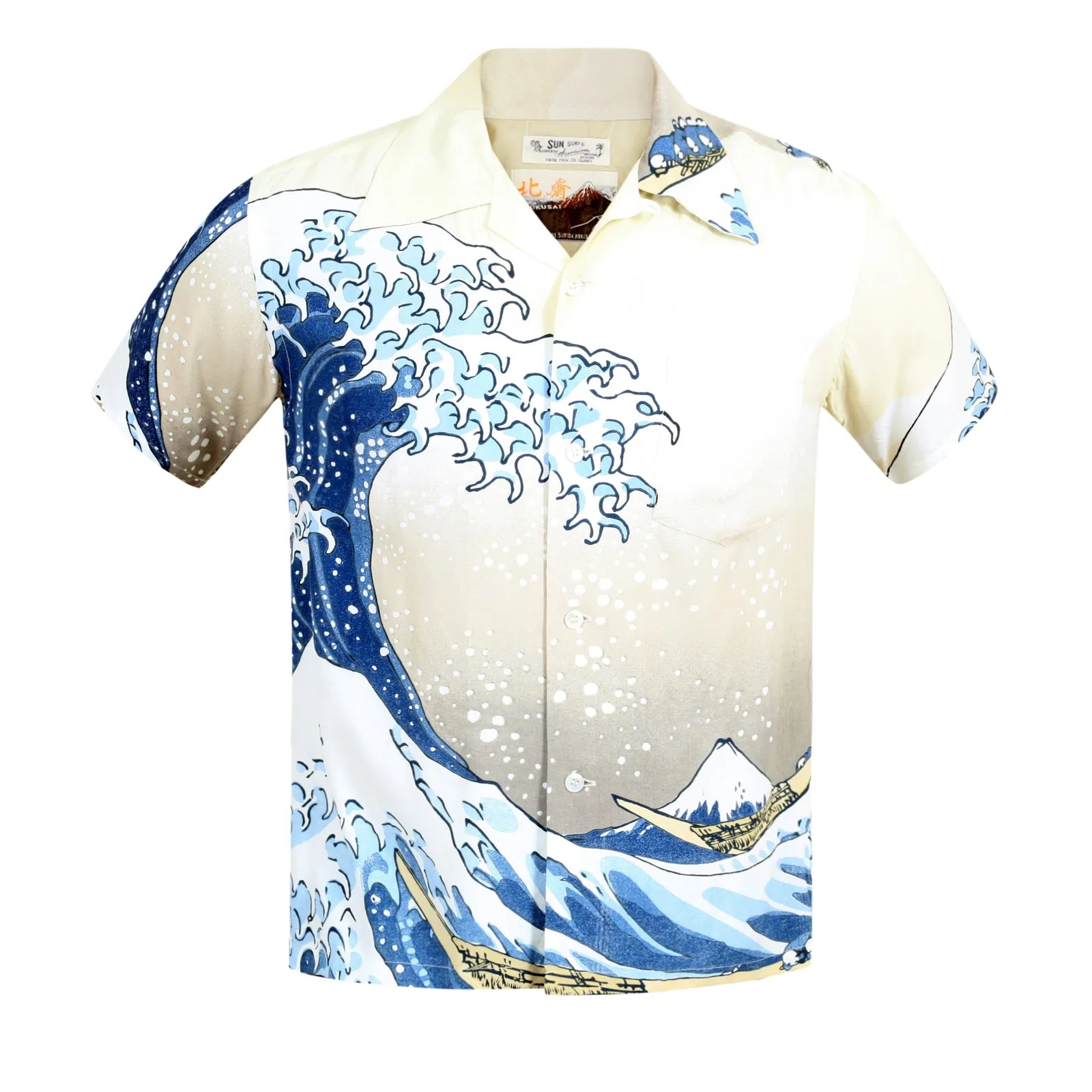 Great Wave of Kanaqawa Print SS37651 Off White Hawaiian Shirt SURF7539 sold by SugarCane Jeans product image thumbnail 3